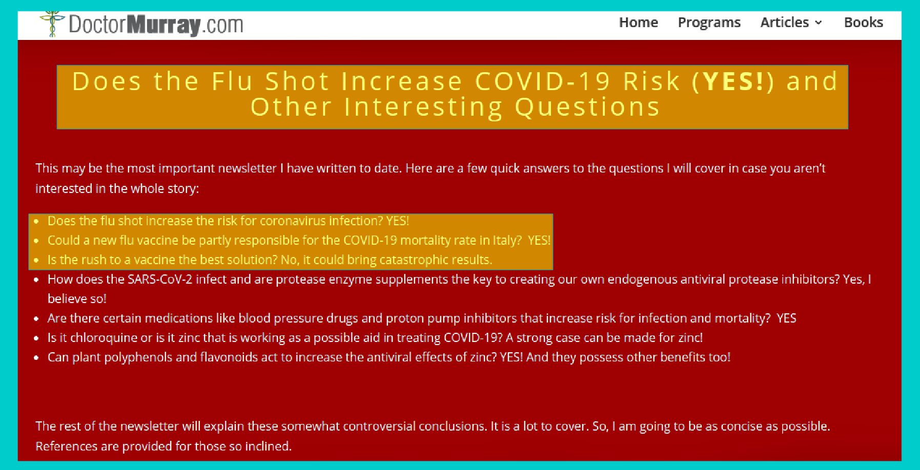 Correlation Coefficient COVID Deaths QIVc Influenza Flu Vaccines Shots Q Plus News