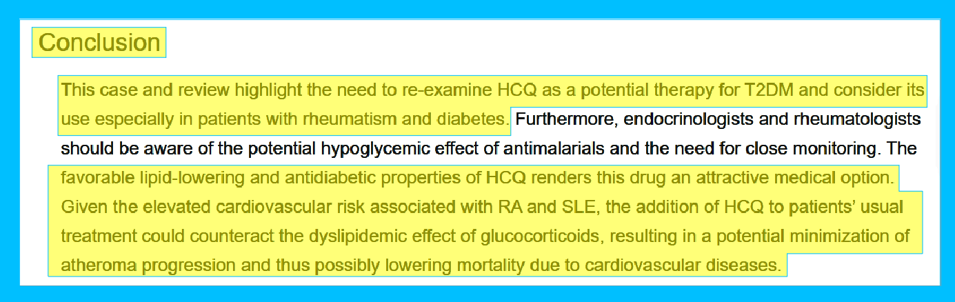 Hydroxychloroquine Cures Type 2 Diabetes