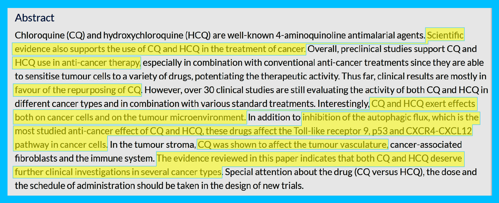 HCQ Effective For Cancer